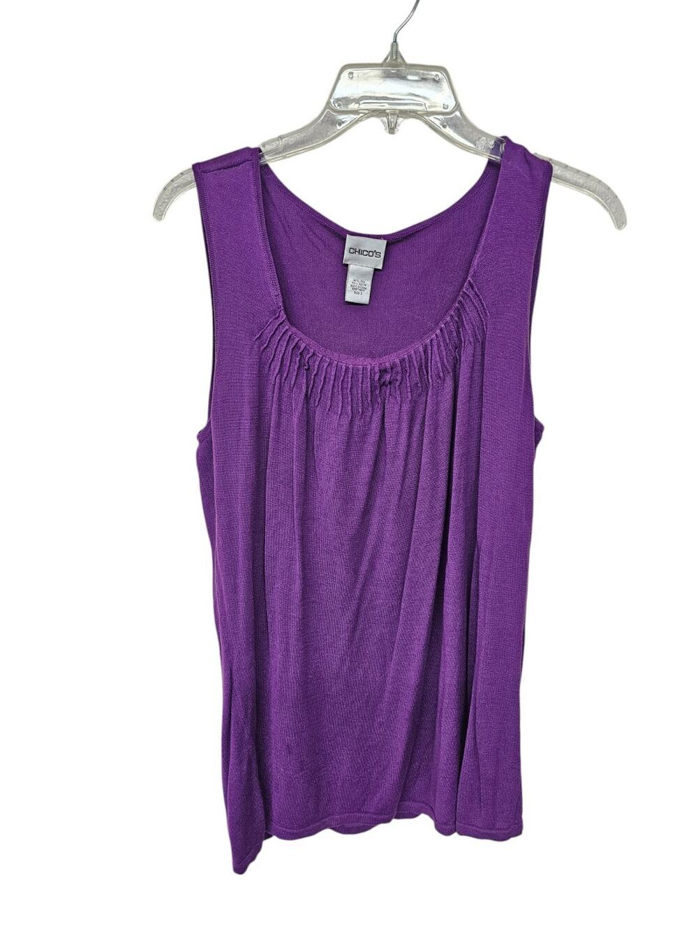 Chicos Womens Sleeveless Top Silk Blend Sz 2 Large Purple Office Career